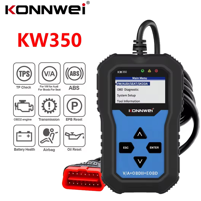 Obd2 Scanner Abs Srs Airbag Reset - Lecteur de codes OBD2 KONNWEI KW350,