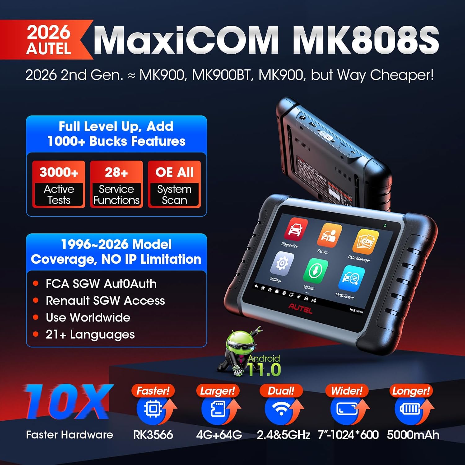 Autel Maxicom Mk808 - Outil de diagnostic automobile Autel MaxiCOM