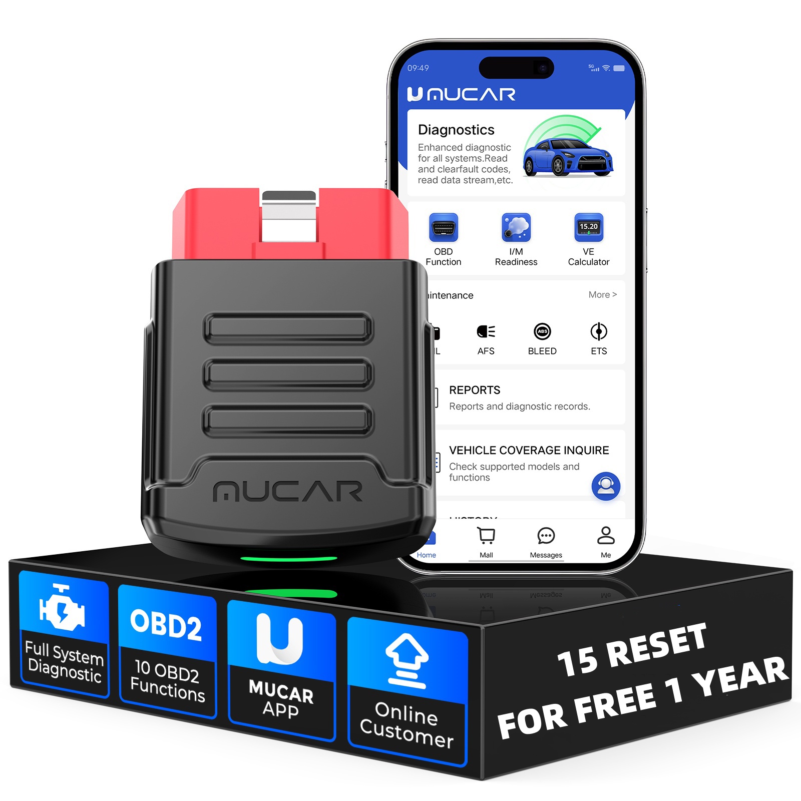 Obd2 Scanner Bluetooth Android - MUCAR BT200 PRO, outil de diagnostic