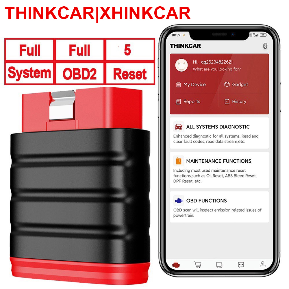 Thinkcar Thinkdiag 2 - Thinkcar-Scanner Thinksafe OBD2 Bluetooth, lecteur de