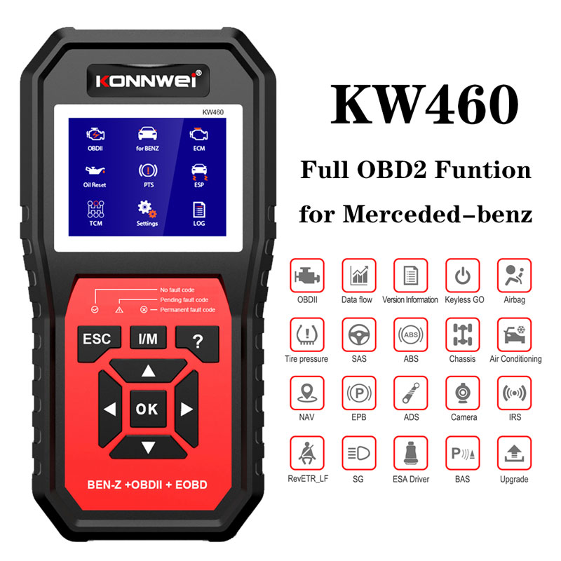 Obd2 Scanner Abs Srs Airbag Reset - KONNWEI KW460, scanner OBD2 pour voitures