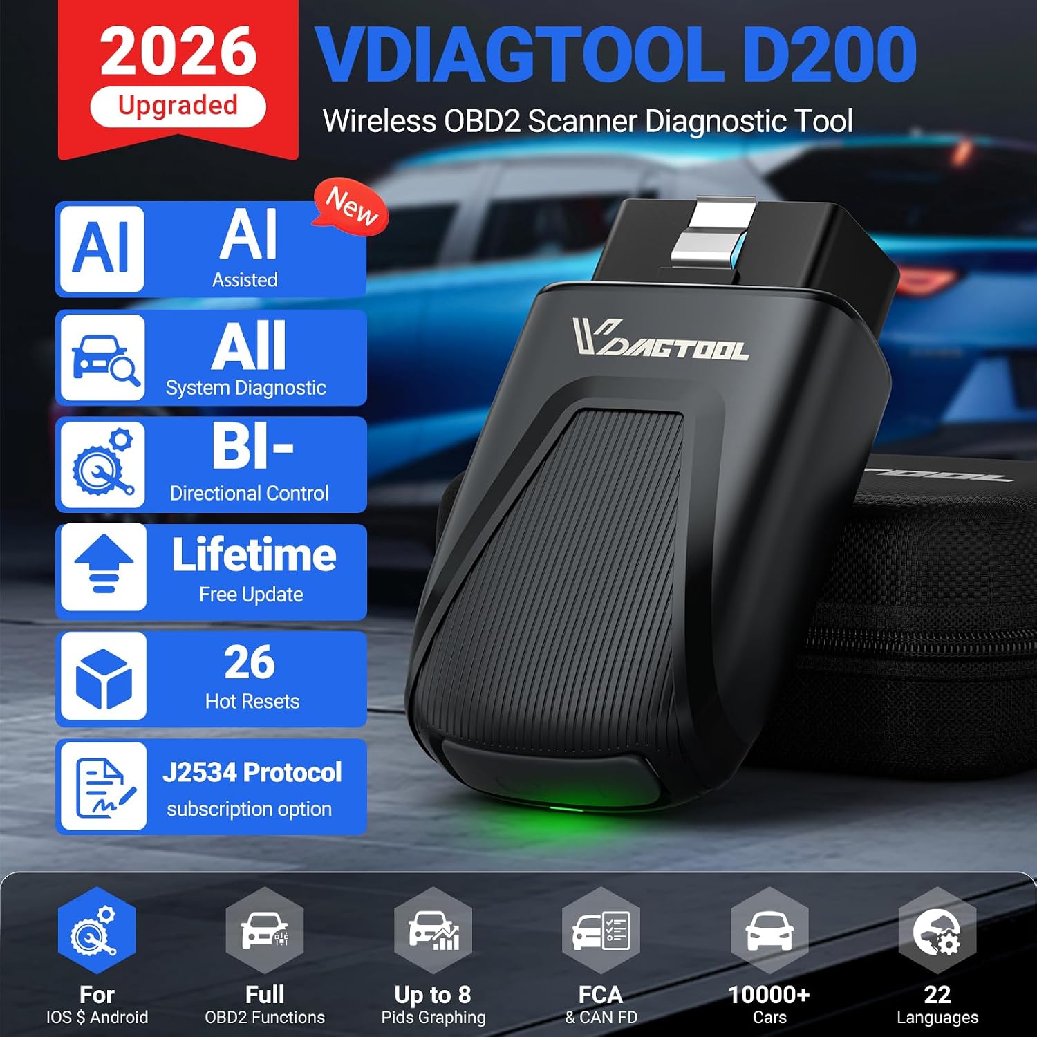 Scanner OBD2 Bluetooth D200 av - Obd2 Scanner Bluetooth Android avis et prix