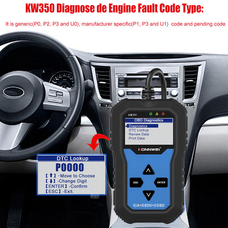 Lecteur de codes OBD2 KONNWEI  - Obd2 Scanner Abs Srs Airbag Reset avis et prix