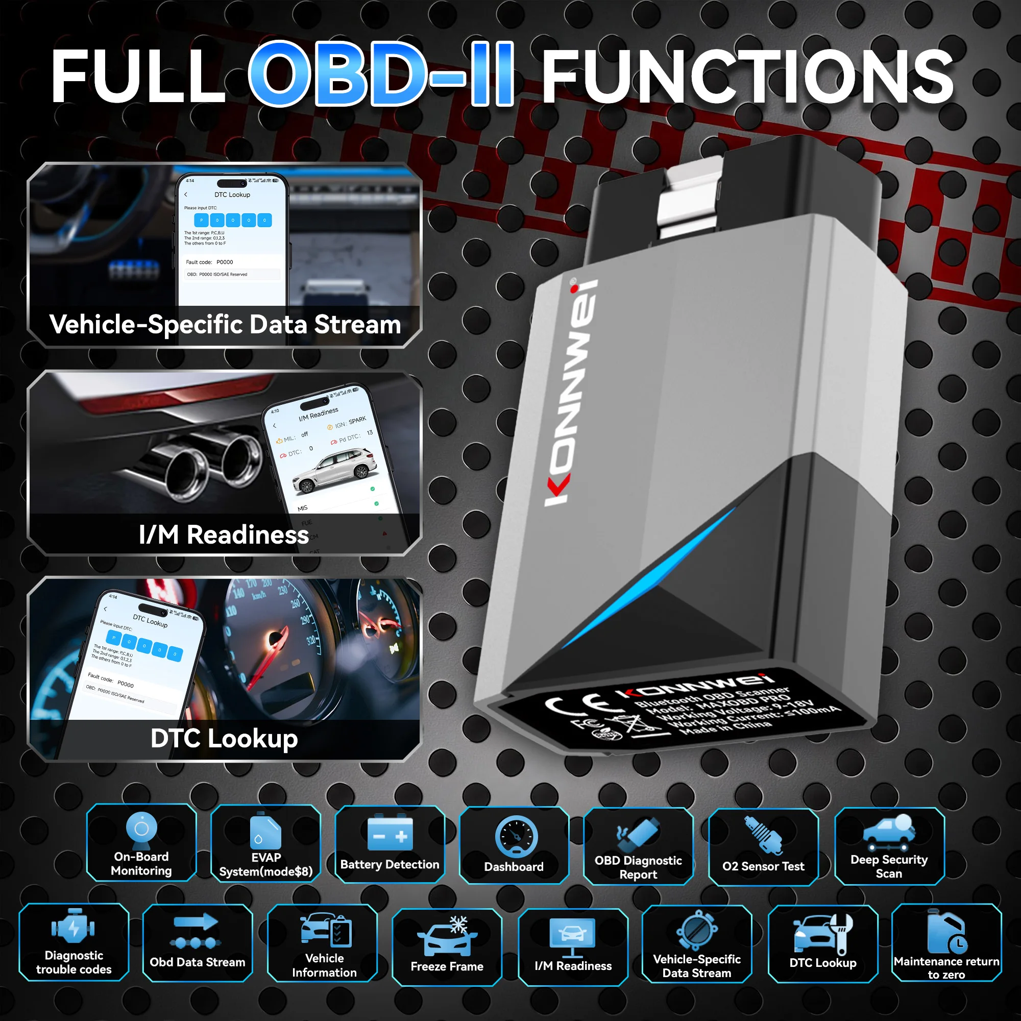 KONNWEI MAXOBD PRO, scanner co - Obd2 Scanner Bluetooth Android avis et prix