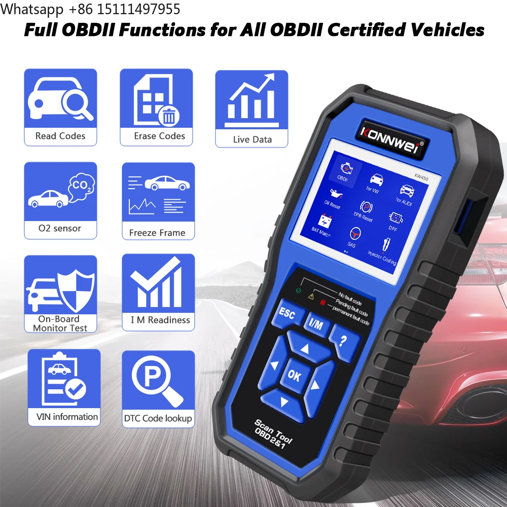 Lecteur de codes KONNWEI KW450 - Obd2 Scanner Abs Srs Airbag Reset avis et prix
