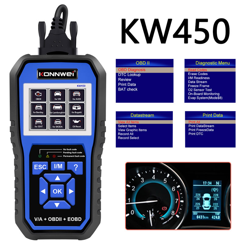 KONNWEI KW450, outils de diagn - Obd2 Scanner Mileage Correction avis et prix