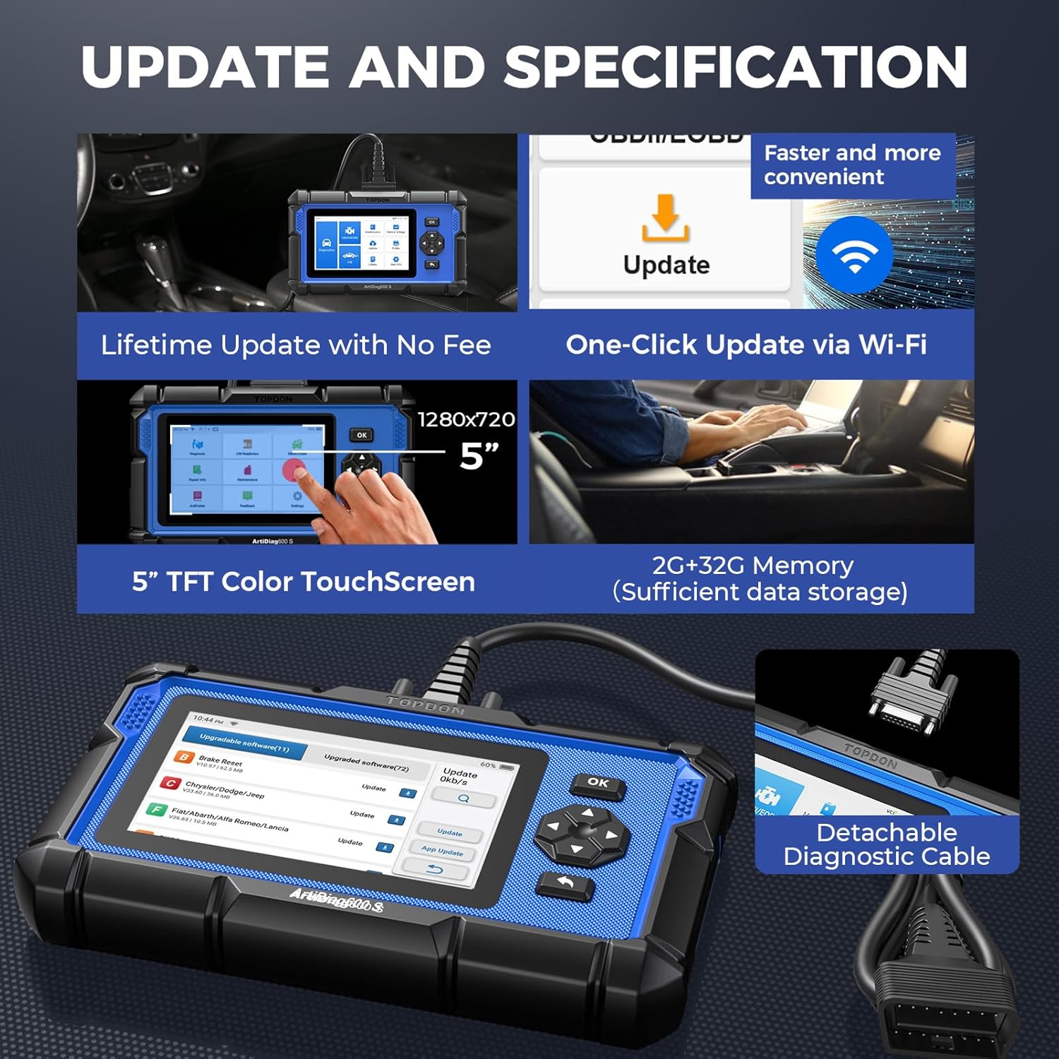 TOPDON – ArtiDiag600S Scanner  - Obd2 Scanner Mileage Correction avis et prix
