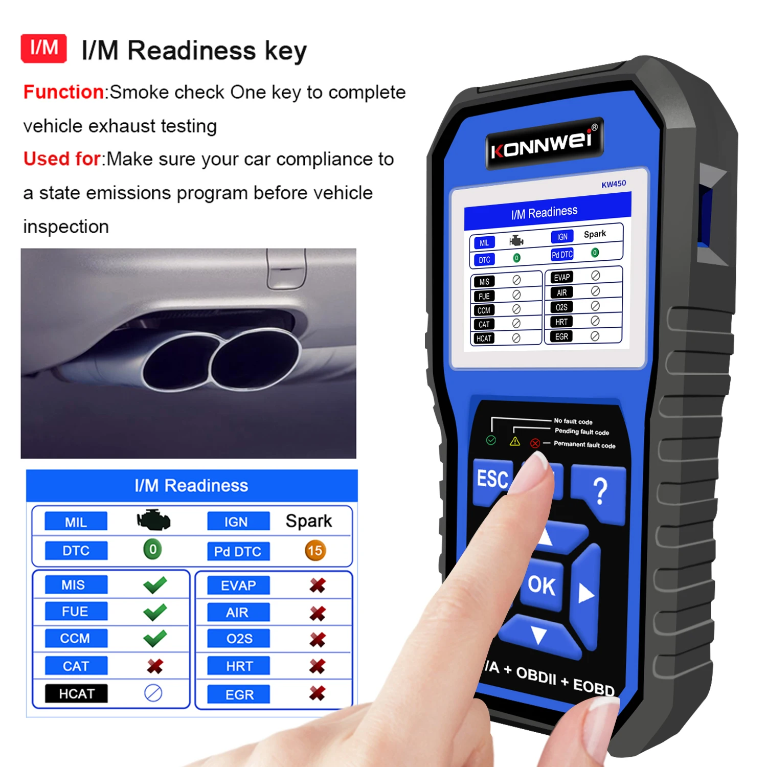 KOWWEI STABLE KW450 Scanner OB - Obd2 Scanner Abs Srs Airbag Reset avis et prix