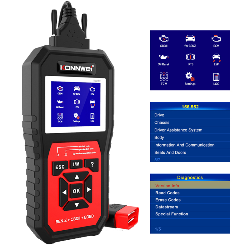 KONNWEI KW460, scanner OBD2 po - Obd2 Scanner Abs Srs Airbag Reset avis et prix